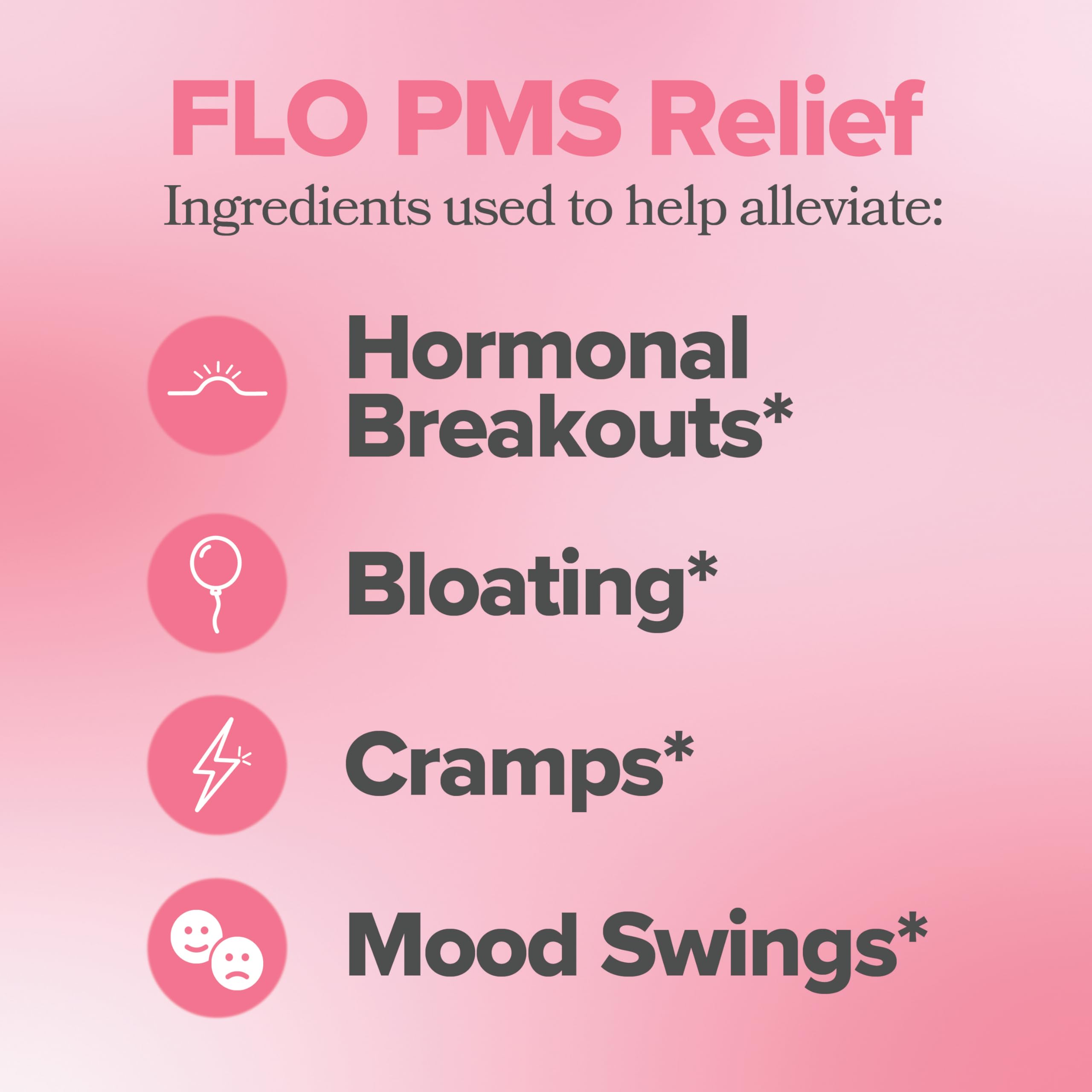 O Positiv FLO PMS gummies closeup, plant-based formula for mood and cramps support.