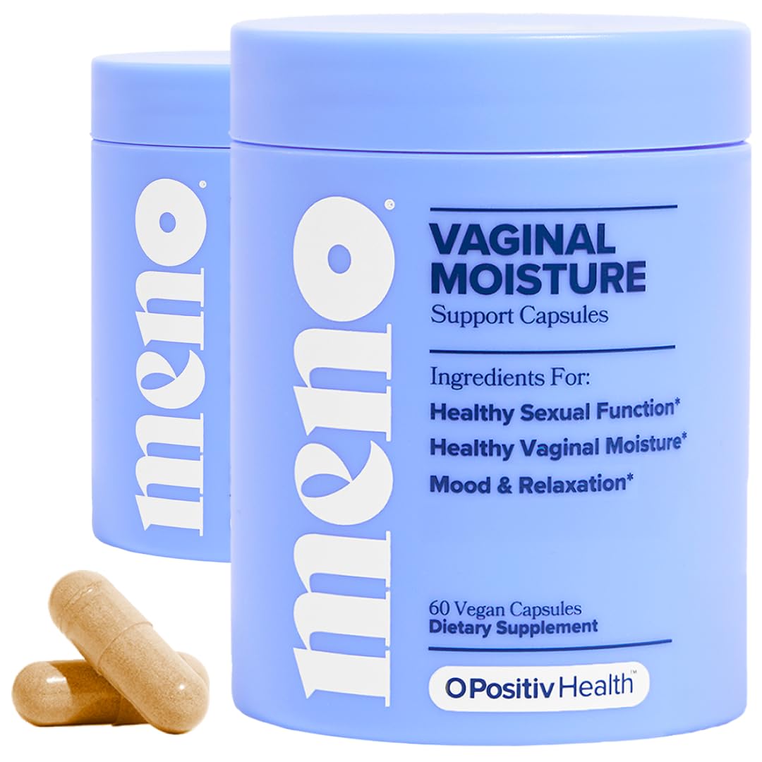 O Positiv MENO bottle shows capsules for daily moisture support.