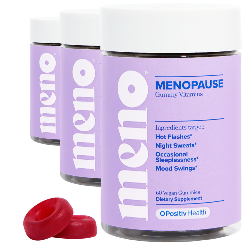 O Positiv MENO bottles in a 3-pack, convenient menopause support set.