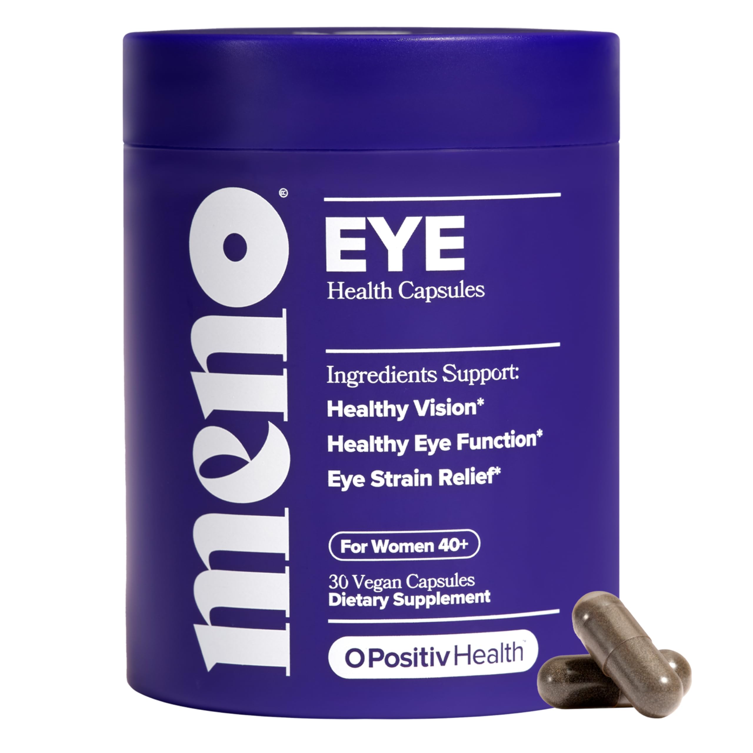 O Positiv MENO Eye Health capsules pack shot supporting daily eye comfort.