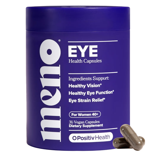 O Positiv MENO Eye Health capsules pack shot supporting daily eye comfort.