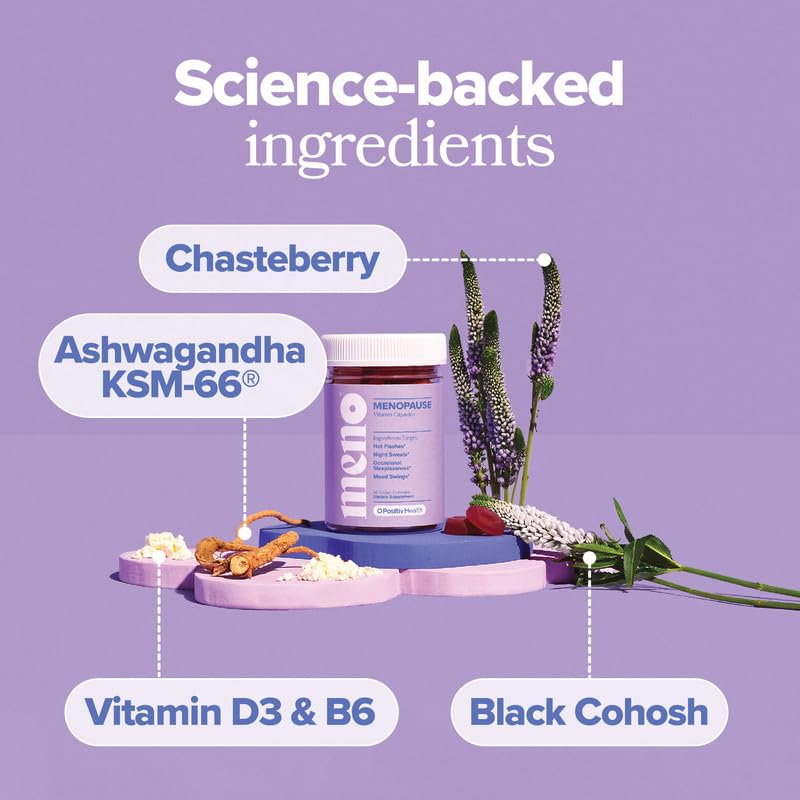 O Positiv MENO gummies pouring into a glass for easy nightly routine.