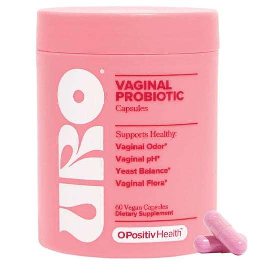 O Positiv URO packaging front highlighting a vaginal health supplement for daily balance