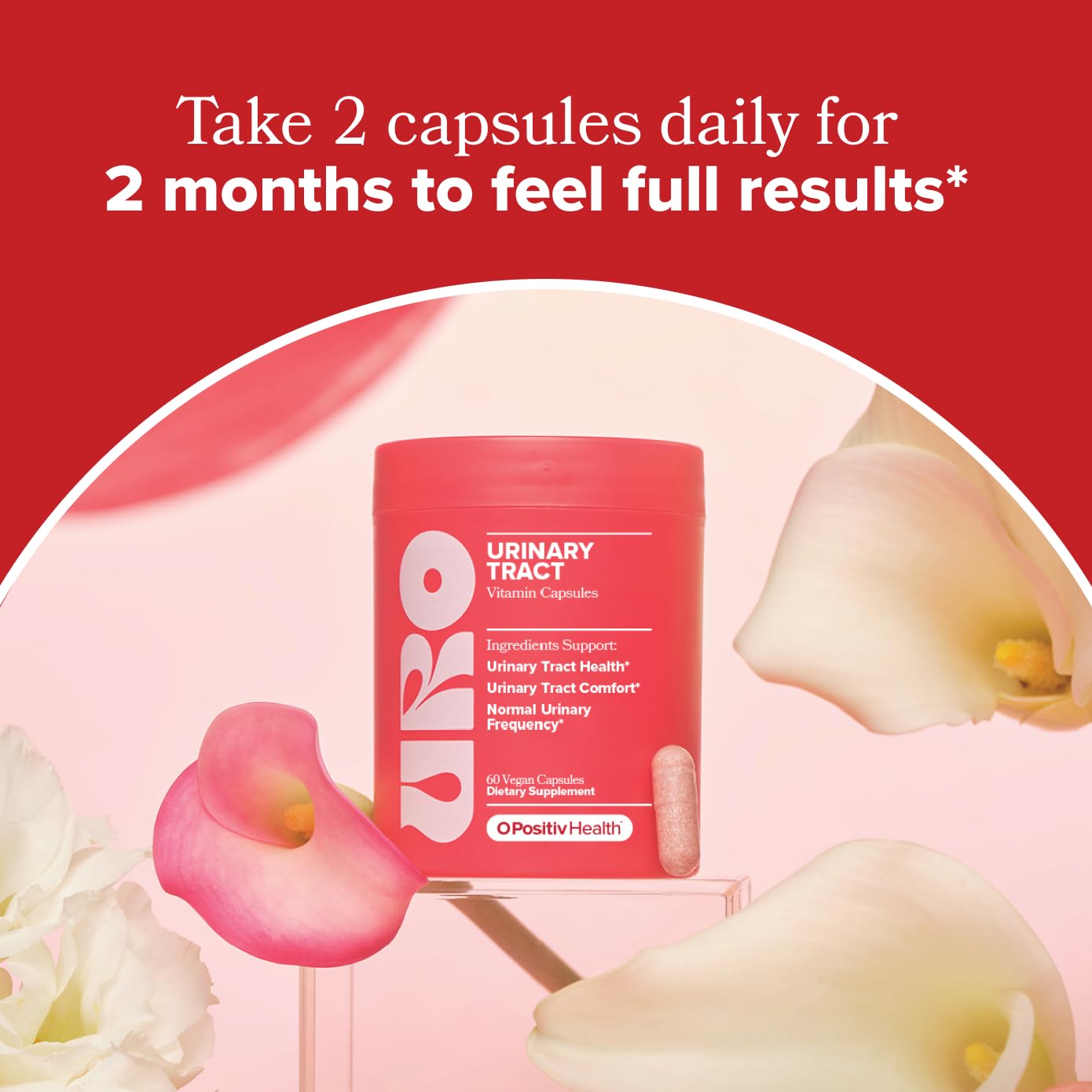 O Positiv Vitamin C amber bottle emphasizes daily wellness.