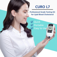 O2 LIFECARE CURO L7 digital display showing quick lipid results at a glance.