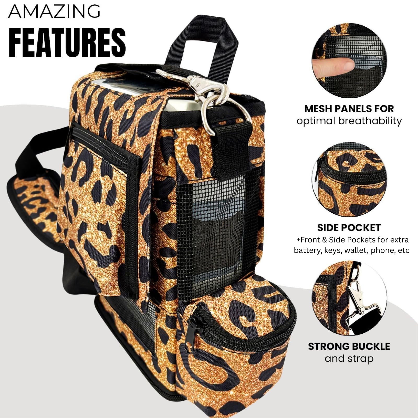 O2TOTES leopard print material is durable and easy to clean for daily use.