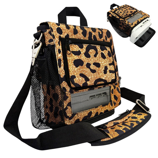 O2TOTES leopard print crossbody bag keeps your Inogen One G5 accessible on the go.