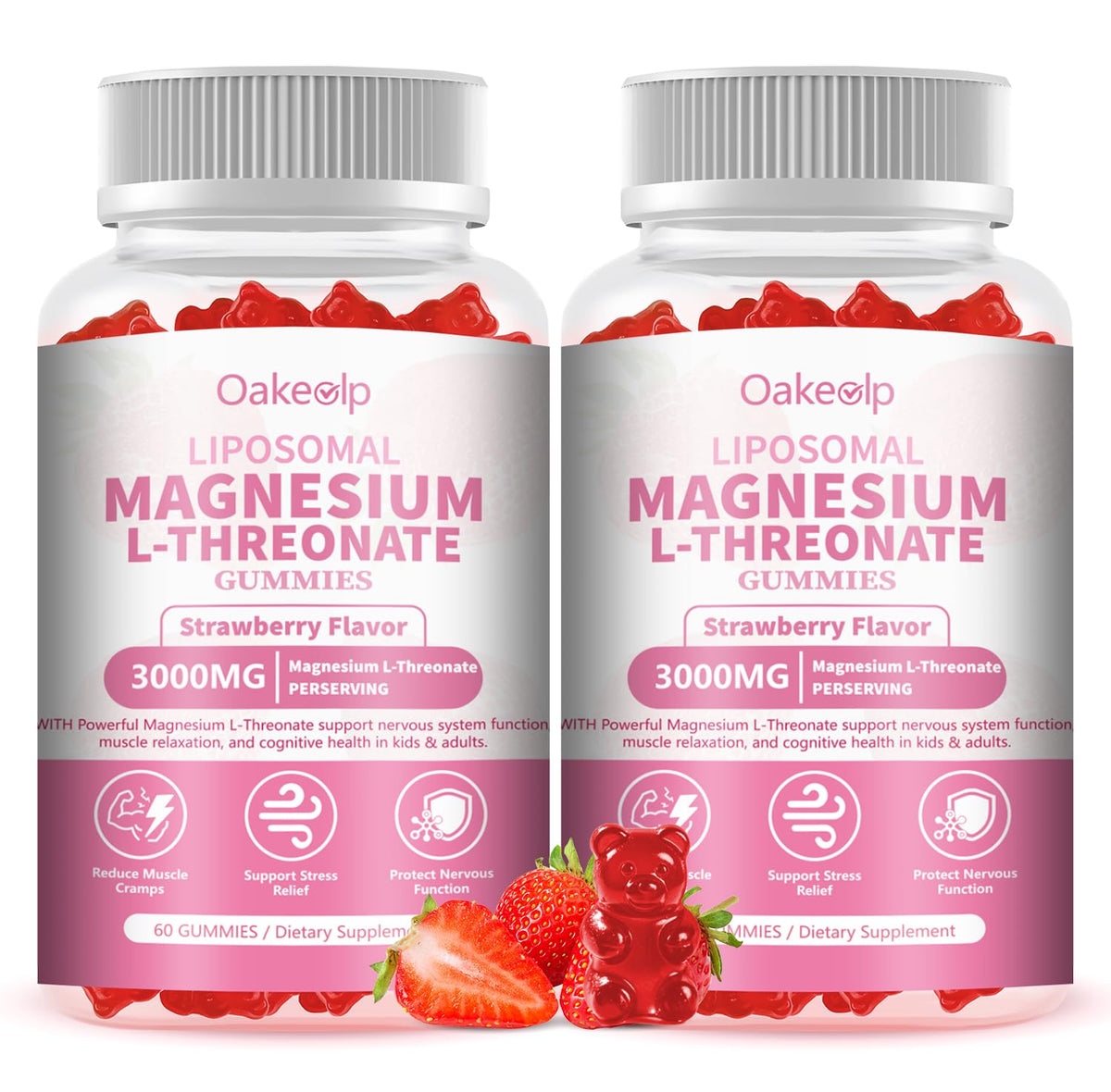 Oakevlp 2-pack gummies bottle front for convenient daily wellness.