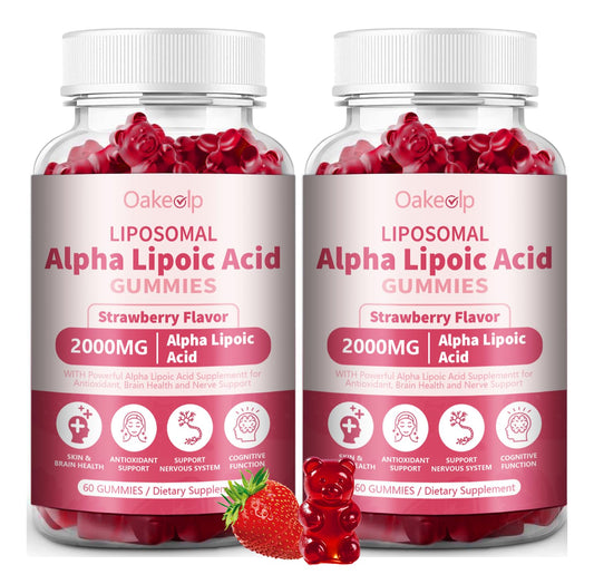 Oakevlp liposomal alpha lipoic acid gummies bottle pour for easy daily intake.