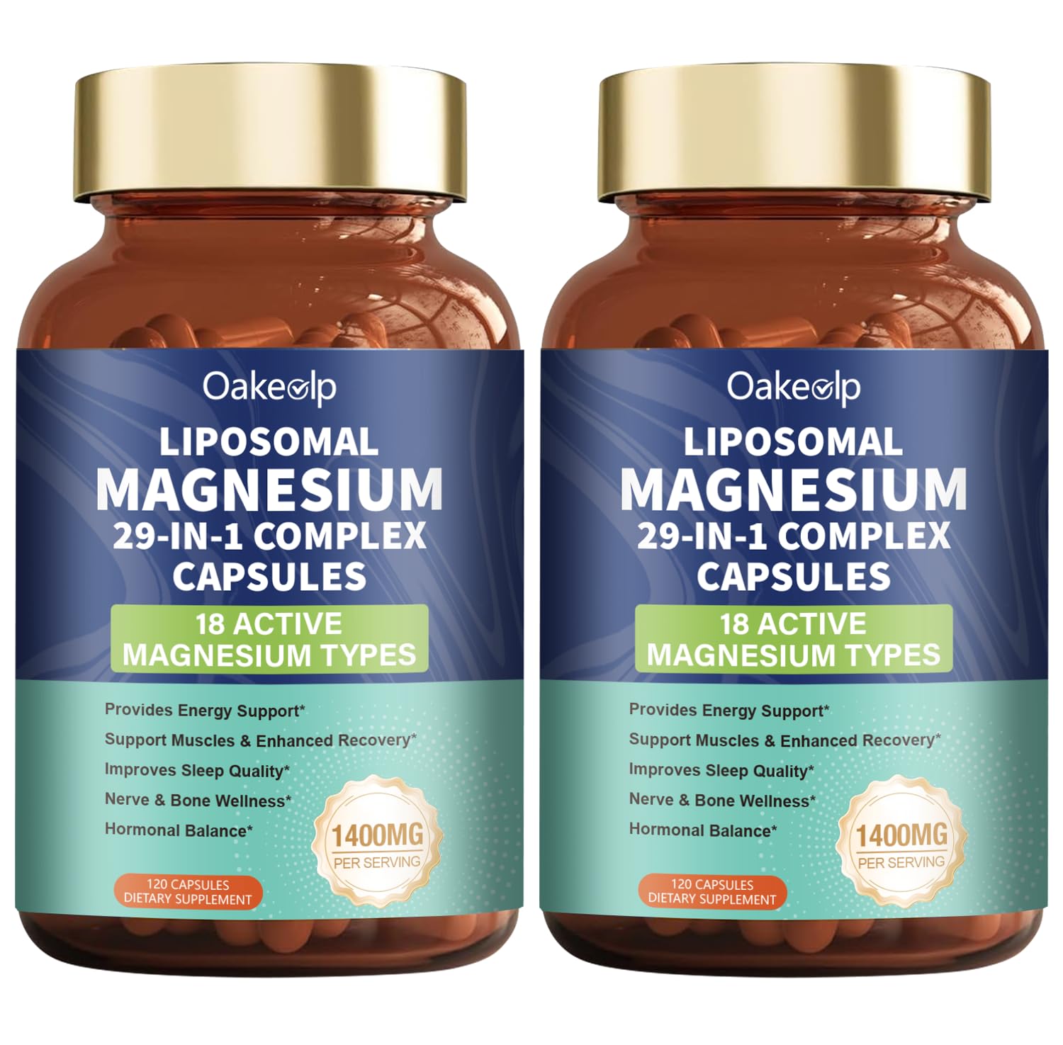 Oakevlp liposomal magnesium bottle shows gentle absorption and relaxation potential.