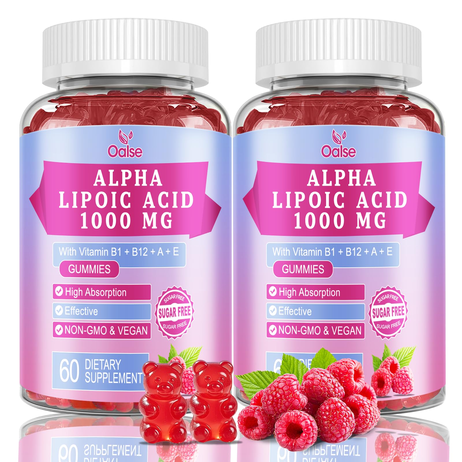 Pouring OALSE Alpha Lipoic Acid Gummies bottle for quick energy support.