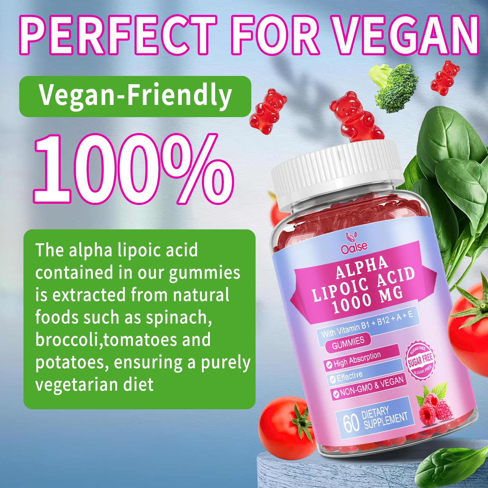 Nutrition facts label highlights sugar-free formula and vitamin blend.