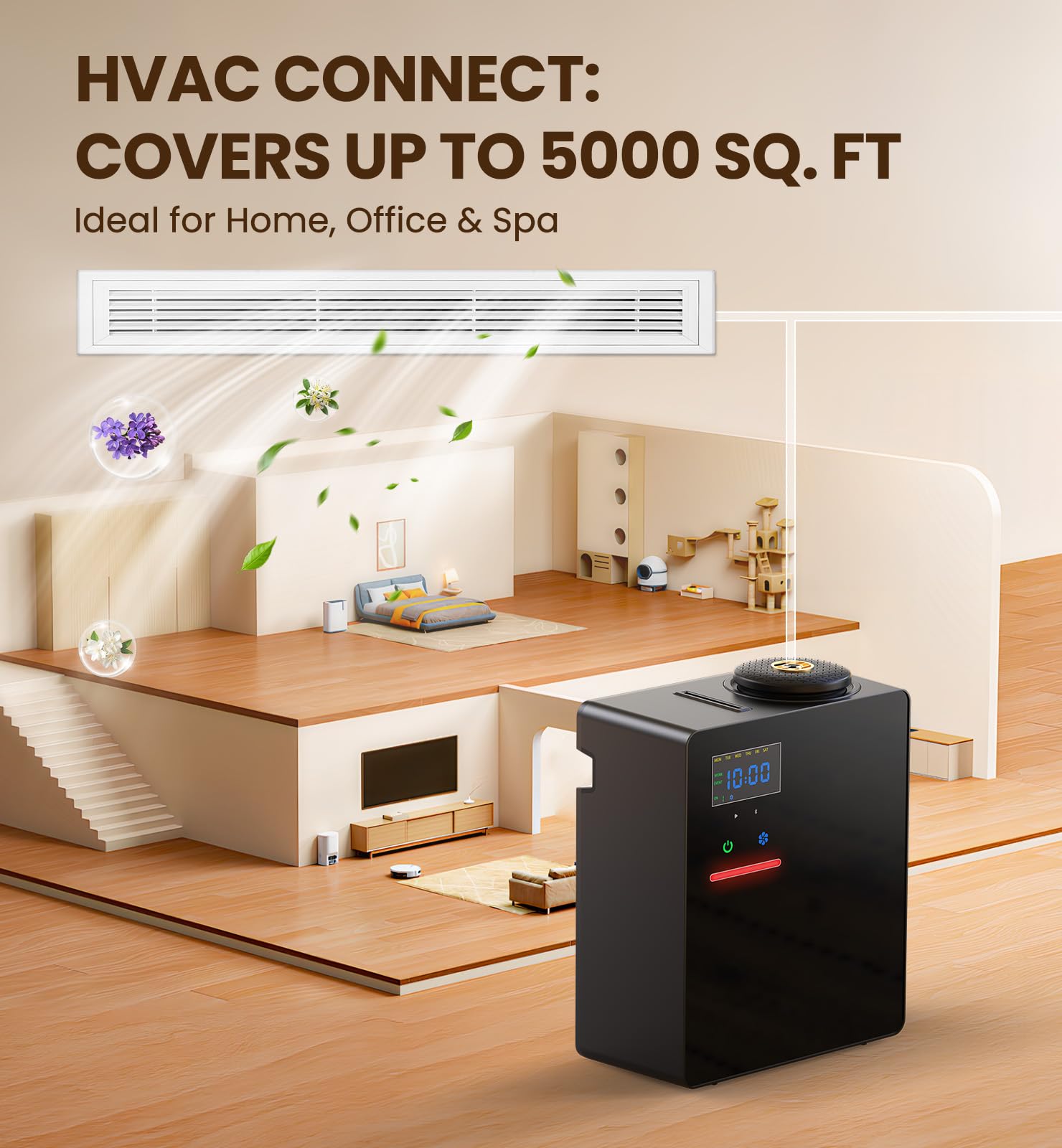 OANDYS Bluetooth app controlled diffuser enables scheduling aroma diffusion.
