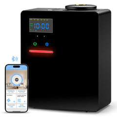 OANDYS waterless diffuser shows 5000 sq ft coverage for even scent.