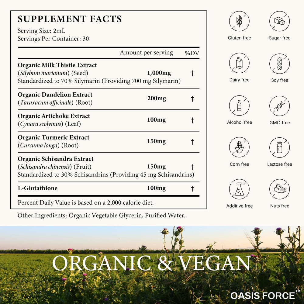 Oasis Force blend with dandelion and artichoke ingredients on label