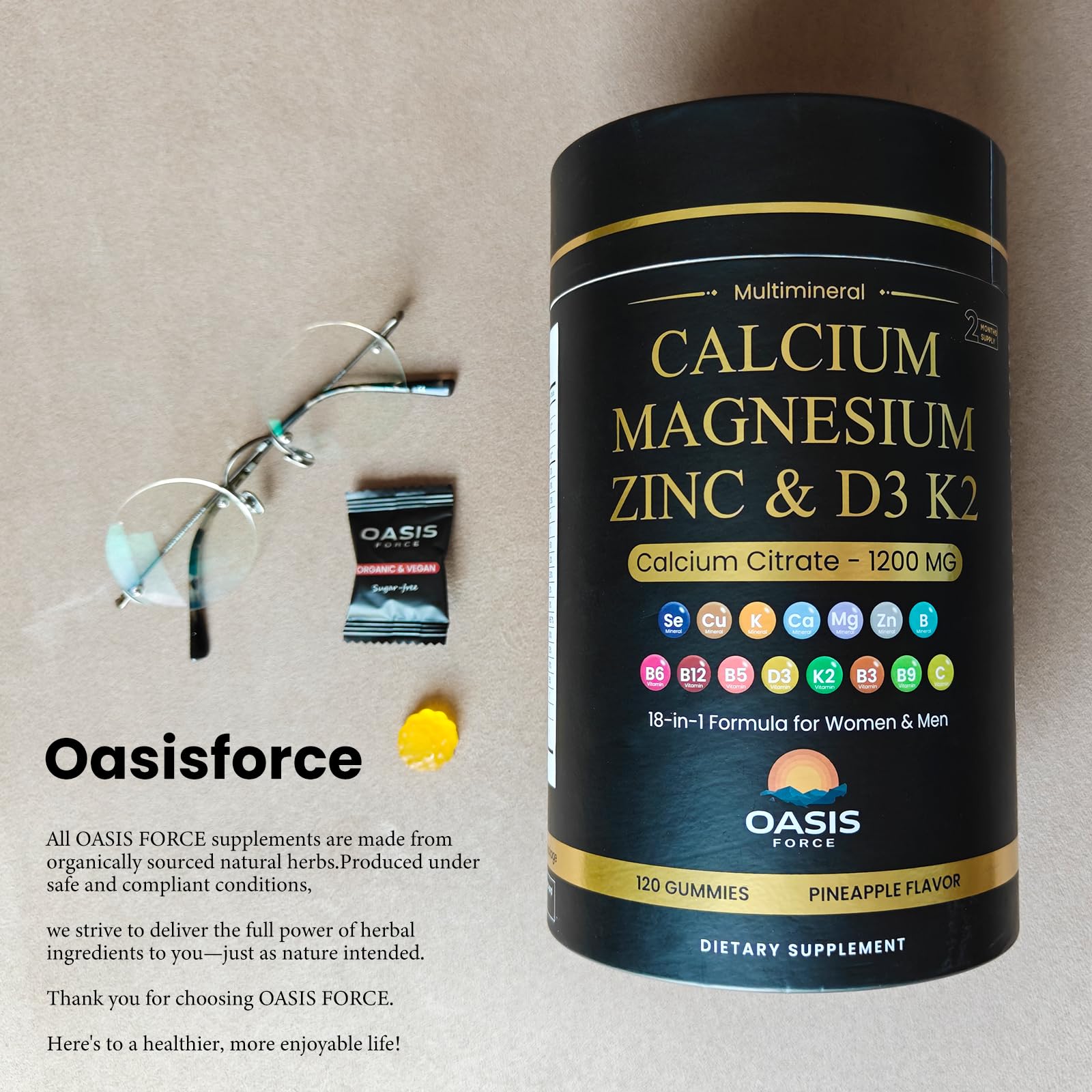 Family-friendly gummy format from OASIS FORCE, gentle on the stomach.