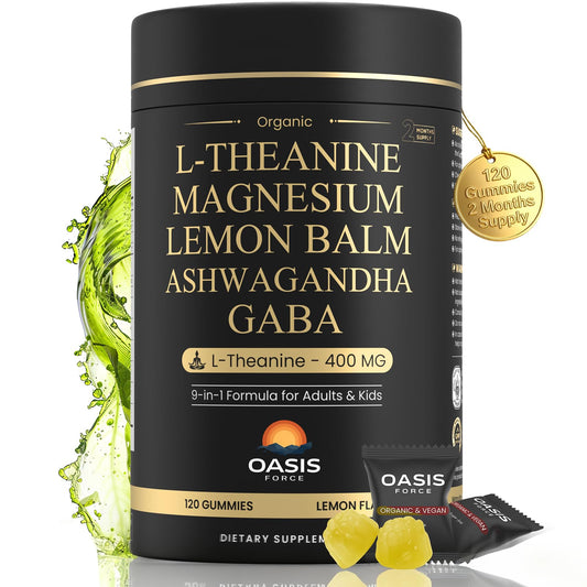 OASIS FORCE L-Theanine Gummies jar—60-day supply for daily calm support.