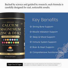 OASIS FORCE vegan sugar-free calcium gummies highlight a dairy-free option.
