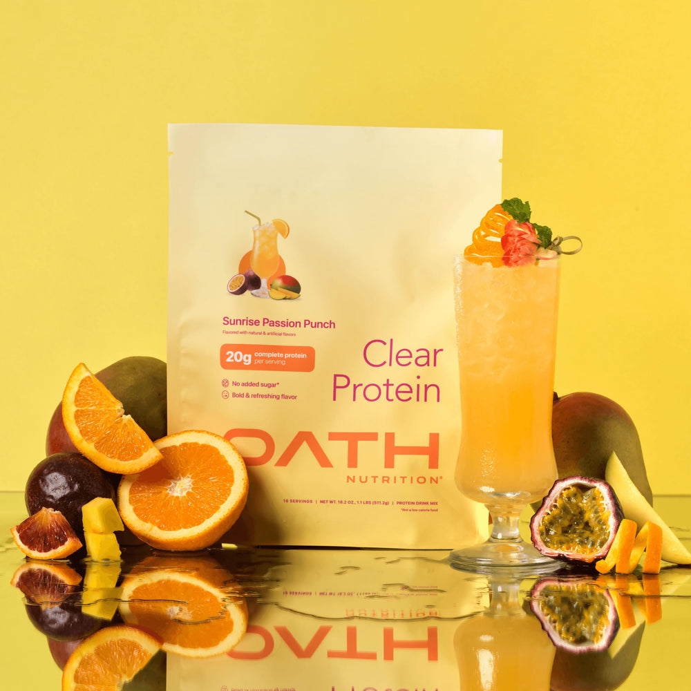 Oath Nutrition Clear Whey Isolate post-workout refresh suggested in this image
