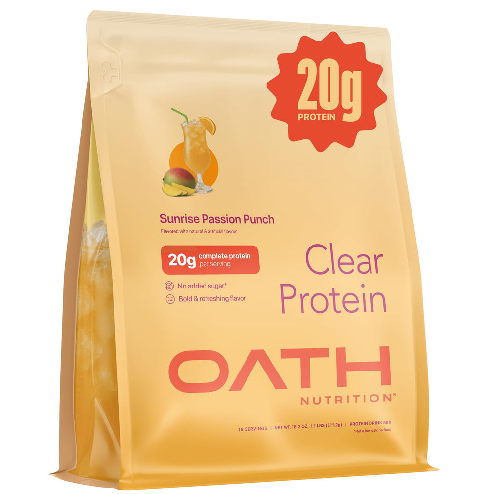 Oath Nutrition Clear Whey Isolate powder bottle for a refreshing post-workout protein boost