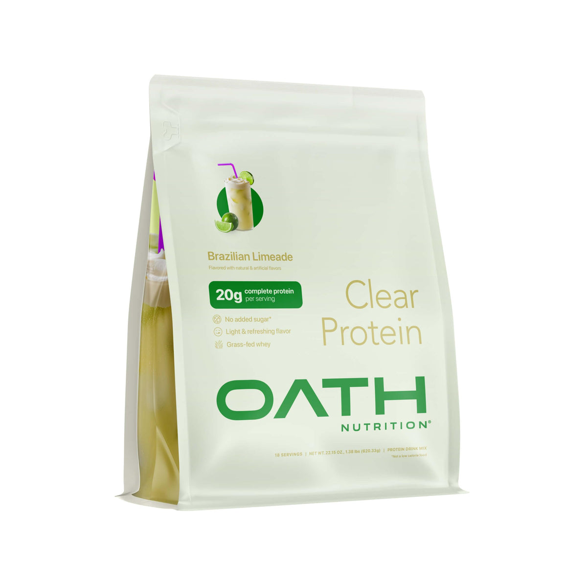 Oath Nutrition Clear Whey Isolate Brazilian Limeade powder pack for quick protein.