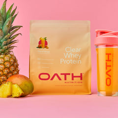 Oath Island Mango pre-workout drink boosts refreshment before training.