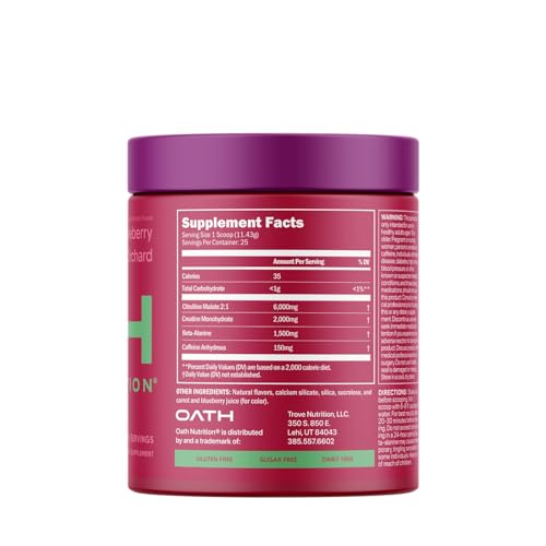 Oath Nutrition pre-workout scoop highlights precise dosing for clean energy.