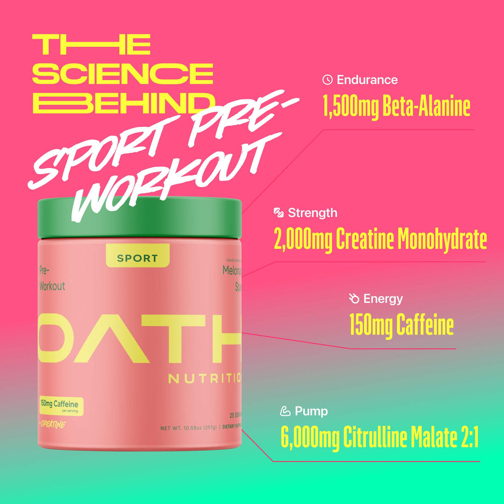 Oath Nutrition pre-workout ingredients label highlights caffeine and beta-alanine