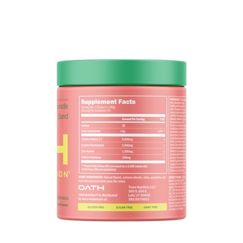 Oath Nutrition sugar-free pre-workout tub front view showing 25 servings