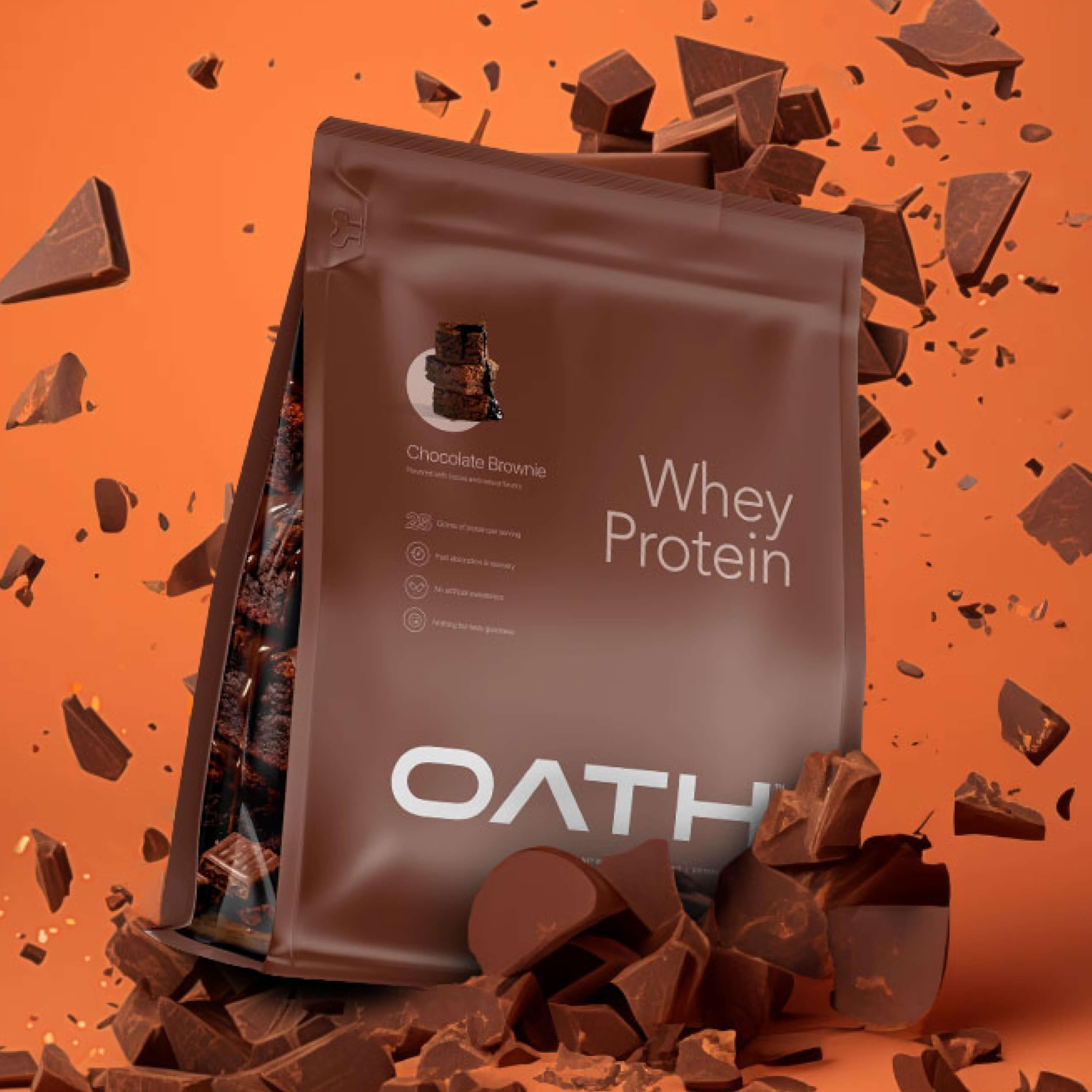 Oath Nutrition Whey Protein Chocolate Brownie on the go scoop for convenient fueling.
