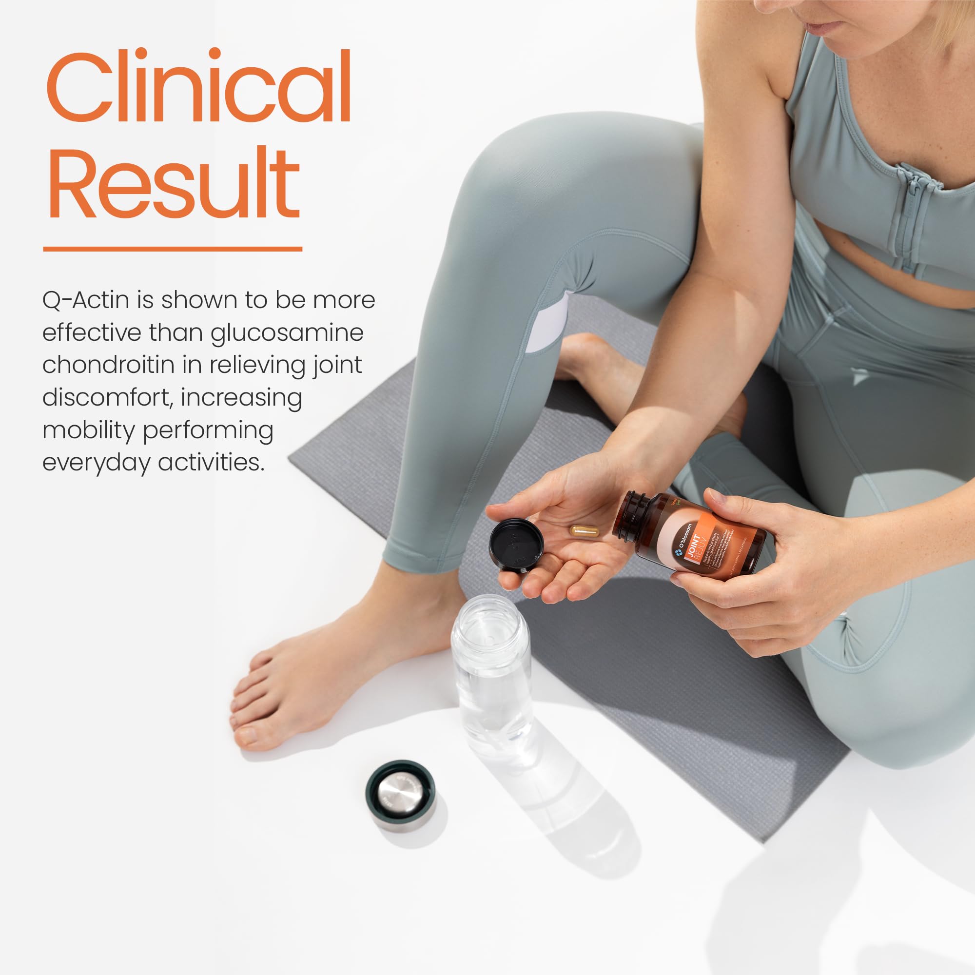 O'blossom Joint Rejuv label shows natural ingredients and dosage guidance.