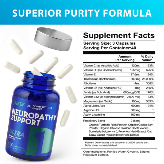 obnobm Nerve Savior bottle angled view highlighting antioxidant support for nerves
