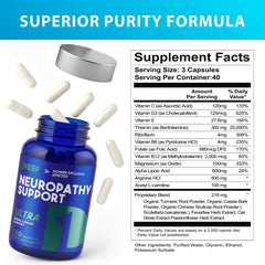 obnobm Nerve Savior bottle angled view highlighting antioxidant support for nerves