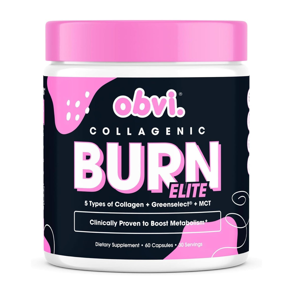 Obvi Burn Elite bottle front for metabolism support and energy