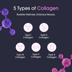 Obvi Burn Elite collagen types diagram showing skin and joints