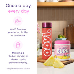 Obvi Collagenic Burn powder pineapple coconut in smoothie