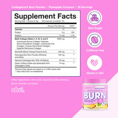 Obvi Collagenic Burn powder scoop for convenient daily serving and mixing