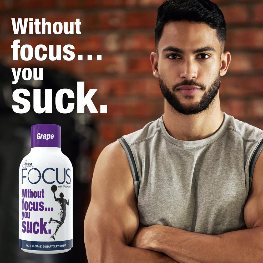 Obvious Factory Focus Shots packaging highlights zero sugar formula