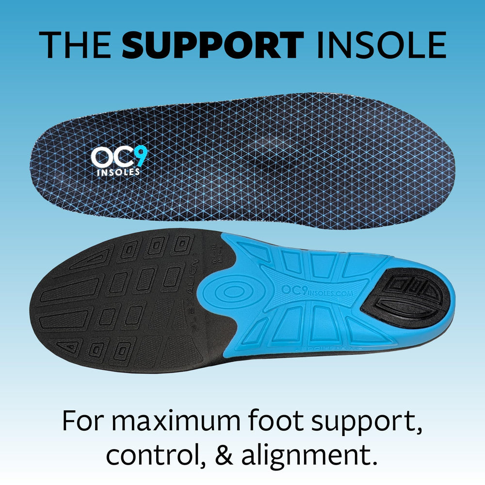 OC9 heel cup with gel pad cushions and stabilizes the heel