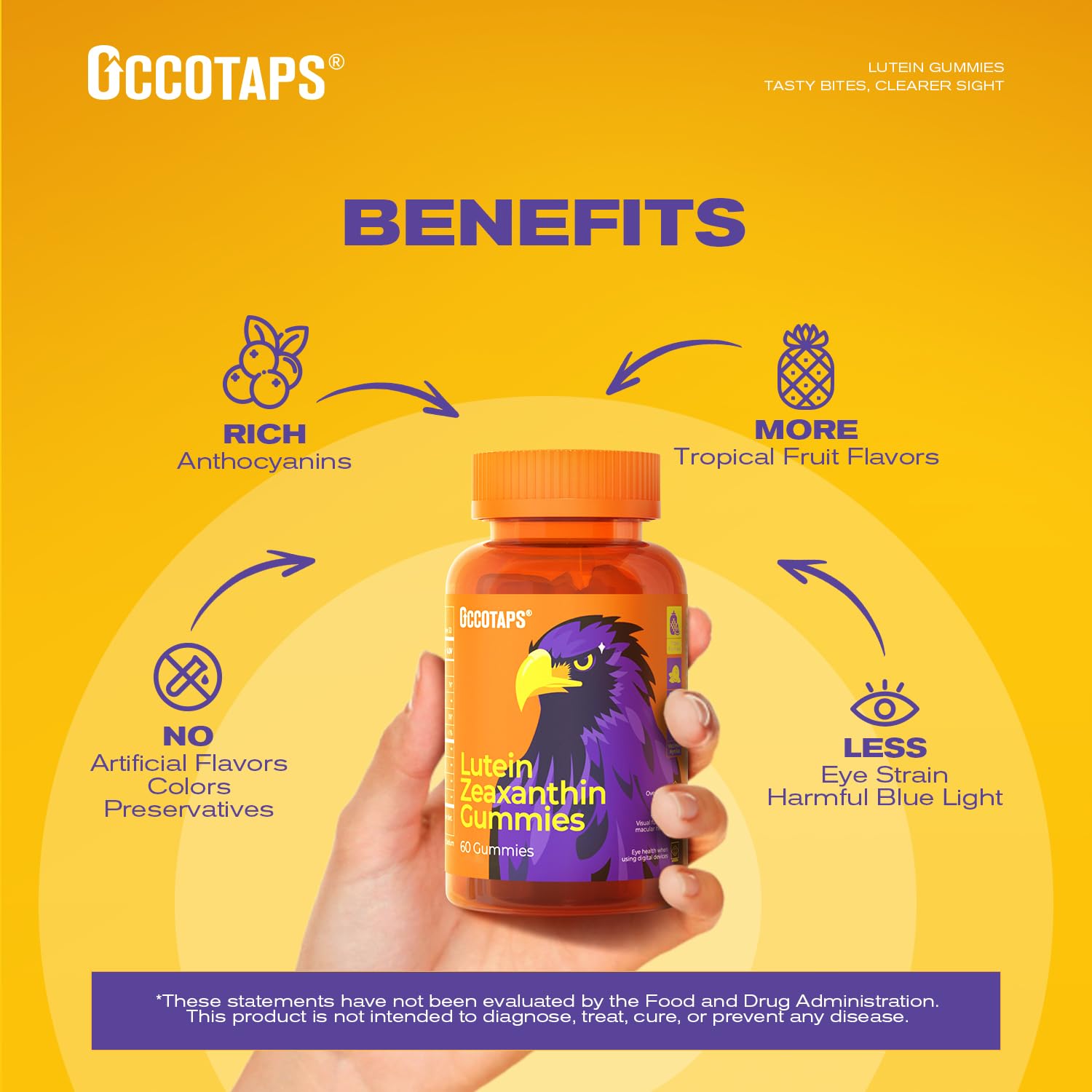 Star-shaped Occotaps gummies designed for simple daily use.
