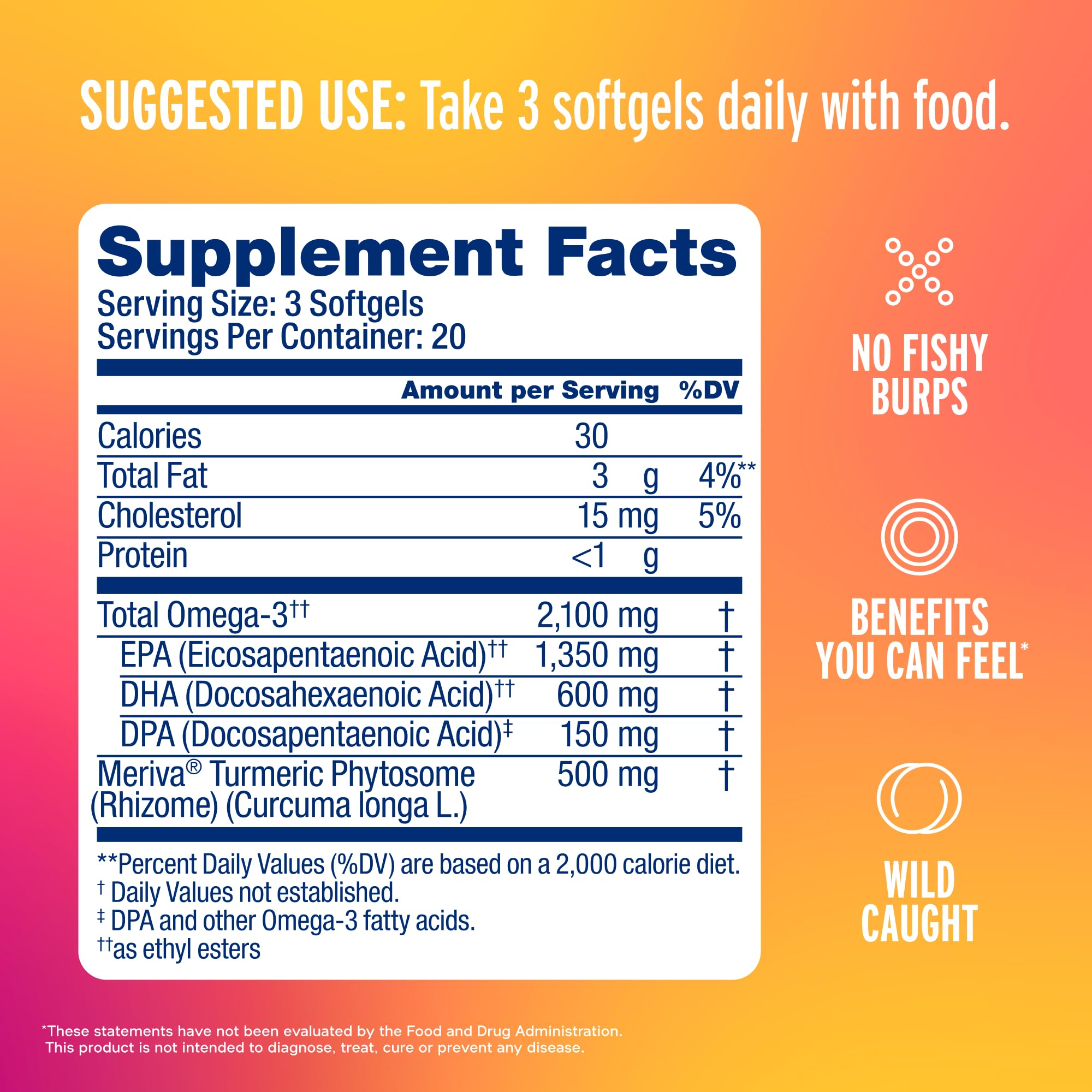 Oceanblue Omega-3 Turmeric softgels being poured for easy daily intake.