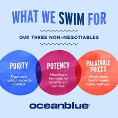 Oceanblue premium packaging close-up conveys quality and care.