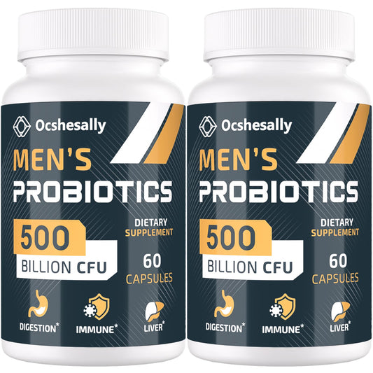 Ocshesally men's probiotic 500billion capsules in bottle for daily gut balance