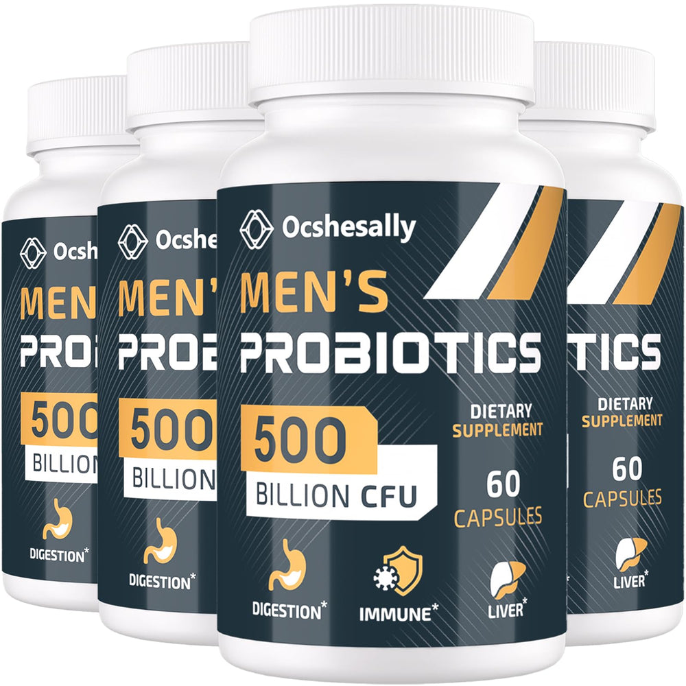 Ocshesally Probiotics for Men 500B capsules support gut balance.