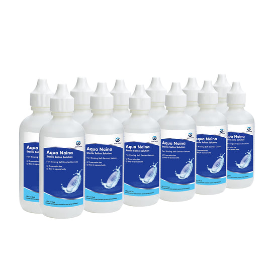 Oculus Curae Aqua Naina bottle front view for gentle lens care