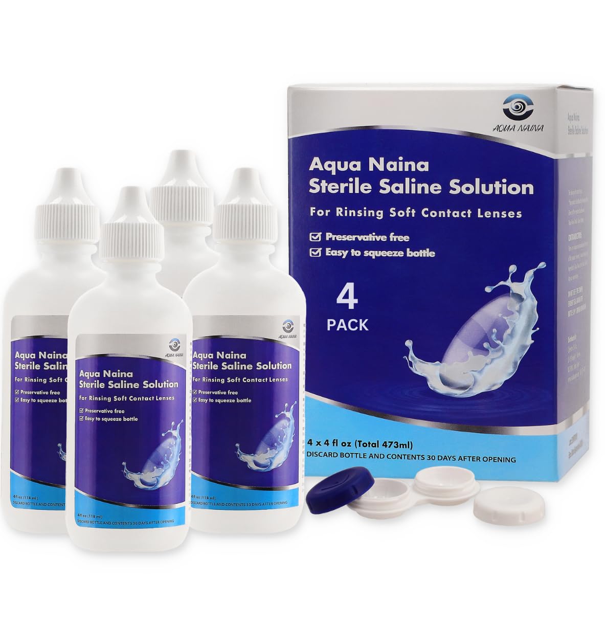 Oculus Curae Aqua Naina bottle pour enables clean, preservative-free lens rinsing.
