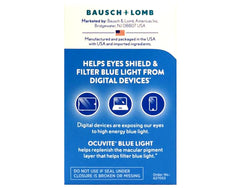 Ocuvite Blue Light softgels on white background, emphasizing easy swallowing.