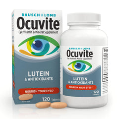Ocuvite bottle with tablets being poured for daily use