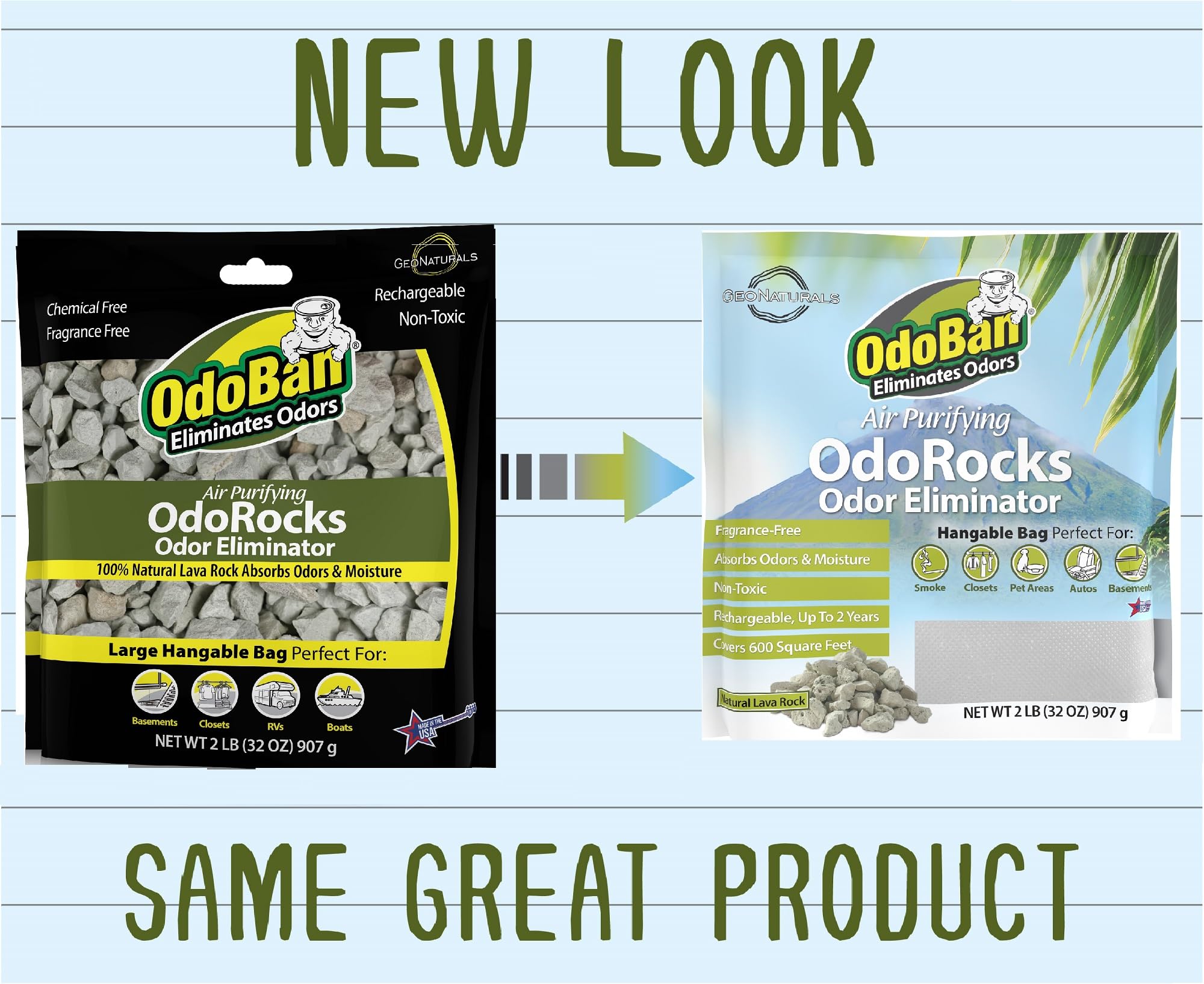 OdoBan OdoRocks 6-pack packaging for convenient odor solution.