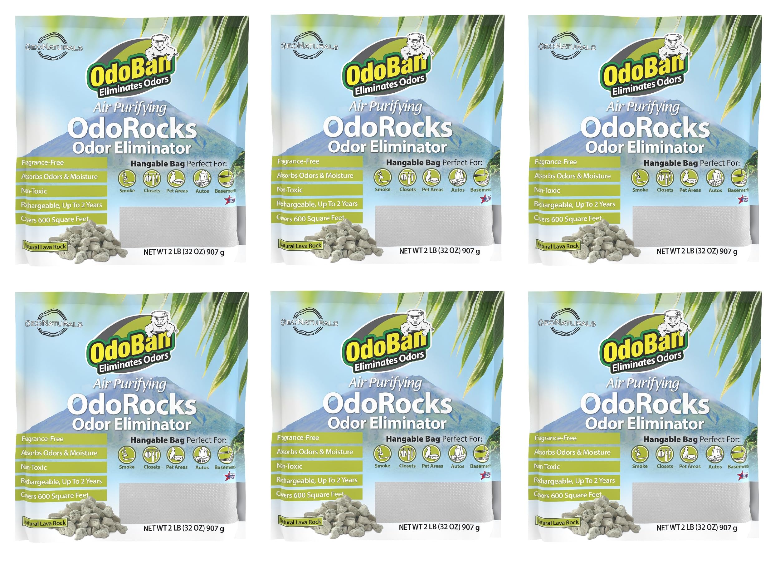 OdoBan OdoRocks bag front view showing natural odor absorption for homes.